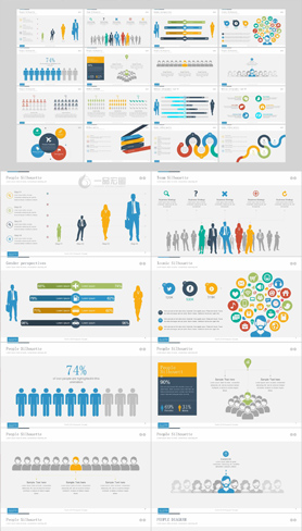 40页精品欧美商务扁平化keynote图表