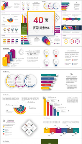40页多彩微立体扁平化实用ppt图表大全