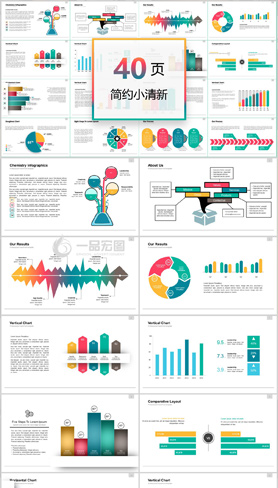 40页简约小清新扁平化实用ppt图表大全